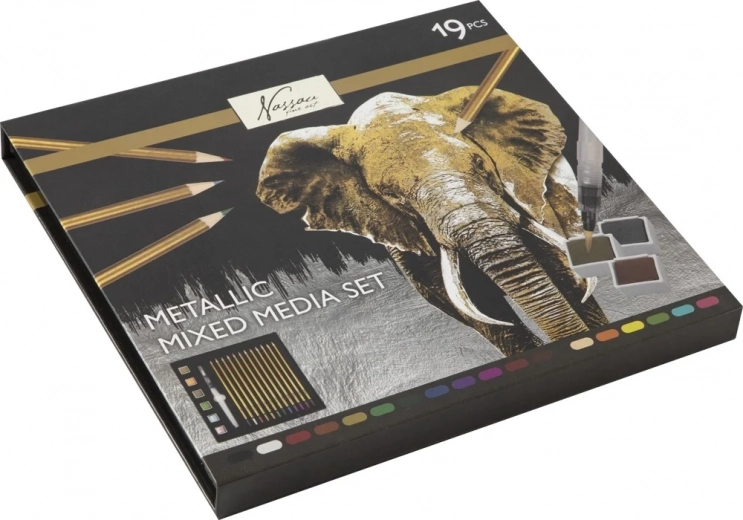 Grafix Metallische Aquarell‑Set mit Buntstiften und Farben, 19-tlg.