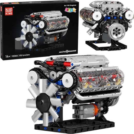 Mechanischer V8-Motor-Bausatz mit beweglichen Kolben (552 Teile)