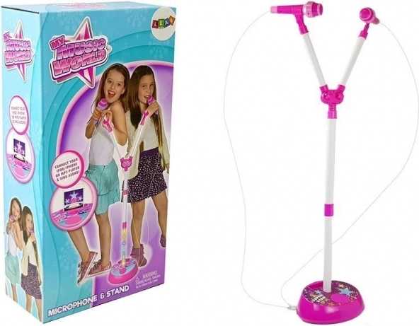 Doppeltes Karaoke-Mikrofon für Kinder mit Stativ und Lichtern, MP3