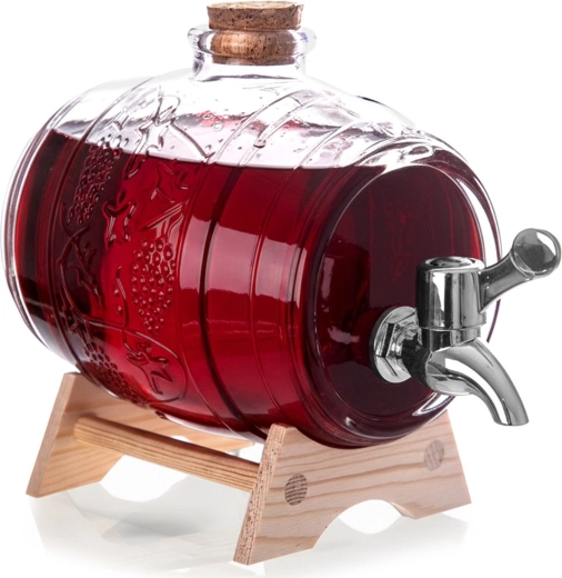 Getränkespender aus Glas mit Zapfhahn und Ständer 1 l