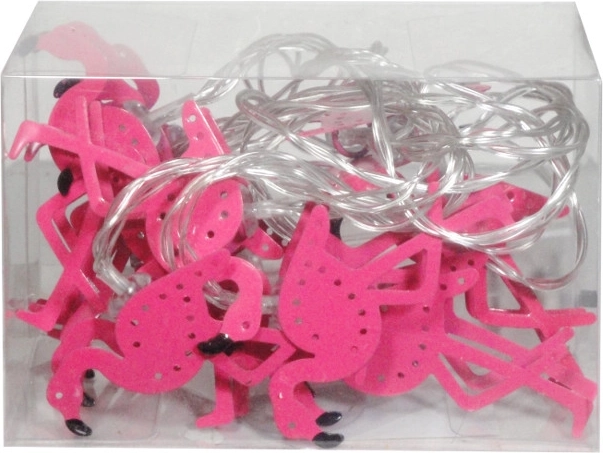 Bunte Lichterkette aus Metall in Flamingo-Form