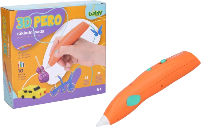 3D-Stift WIKY orange – Starterset mit Füllungen und Vorlagen