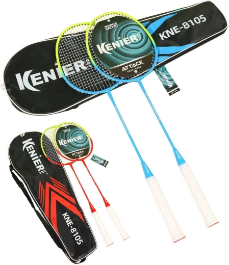 Badminton-Set Kenier mit Tasche, 2 Schläger und 5 Federbälle