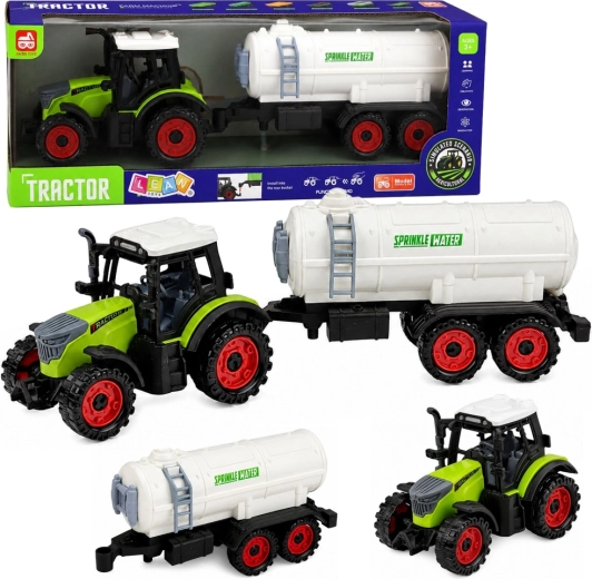 Kinder-Farmtraktor mit Tankanhänger mit Schwungradantrieb 34 cm