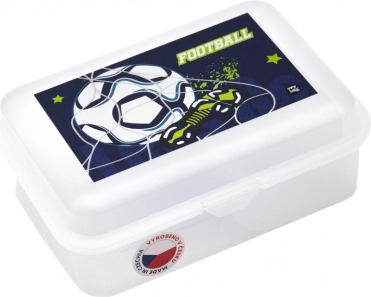Pausenbox mit Einsatz und Fußballmotiv
