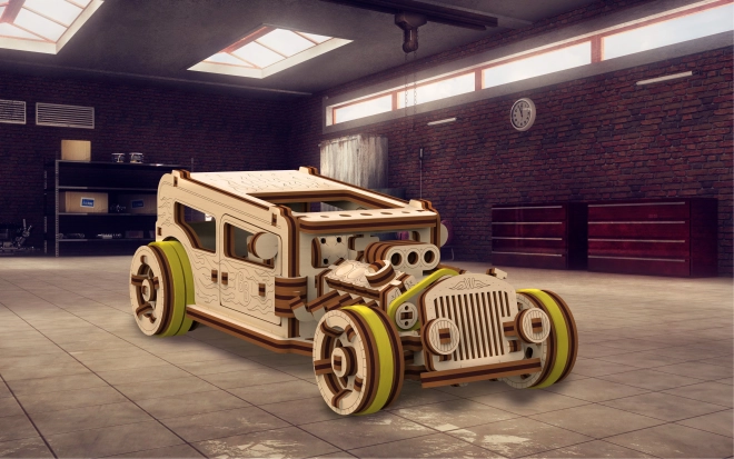 Holz-3D-Puzzle WOODEN CITY Hot Rod – mechanisches Modell mit 141 Teilen