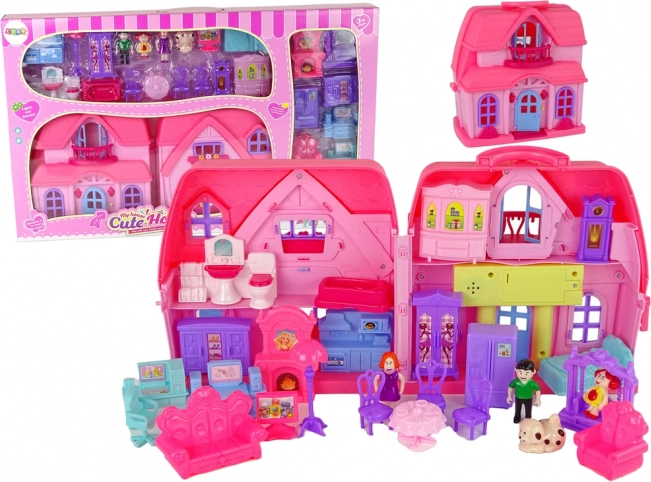 Pinkes Plastikhaus Villa mit Beleuchtung