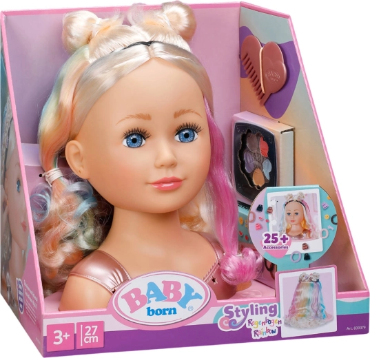 Baby Born Frisierkopf Regenbogen – Blondine mit Styling-Set