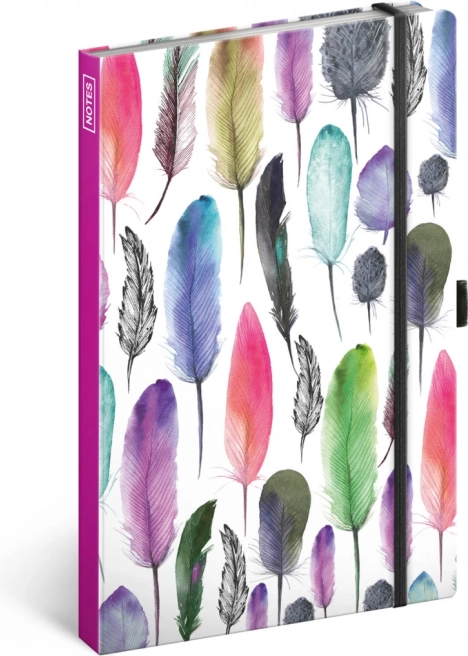 Liniertes Notizbuch mit Federmotiv 13 × 21 cm – Presco Group