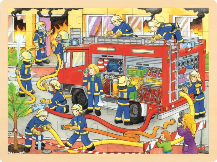 GOKI Holzpuzzle Feuerwehr – Kampf gegen das Feuer, 48 Teile