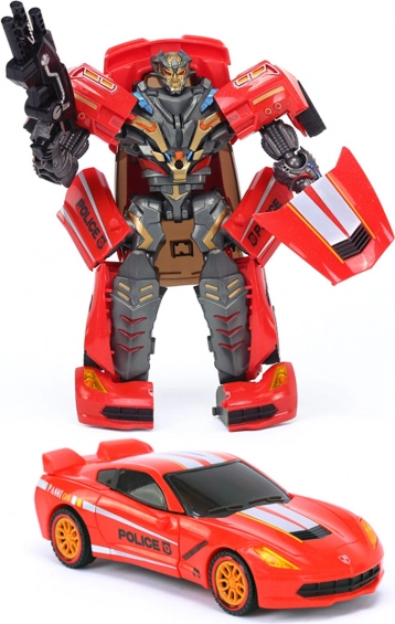 Autoroboter mit Licht und Sound 20 cm – verwandelbares Polizeiauto