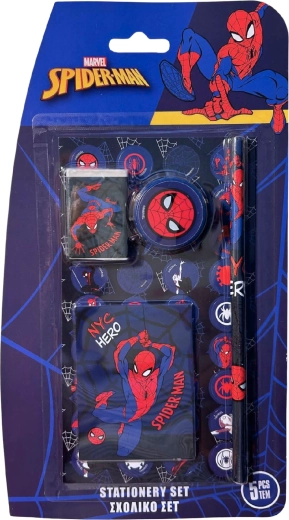 Fünfteilige Schulschreibset Spider-Man dunkelblau