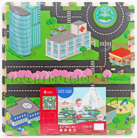 Weiche Schaumstoff-Puzzle Stadt für den Boden 118 × 118 cm