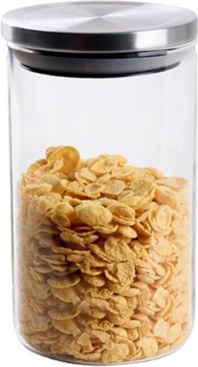 Glasdose mit Edelstahldeckel TORO 950 ml aus Borosilikatglas