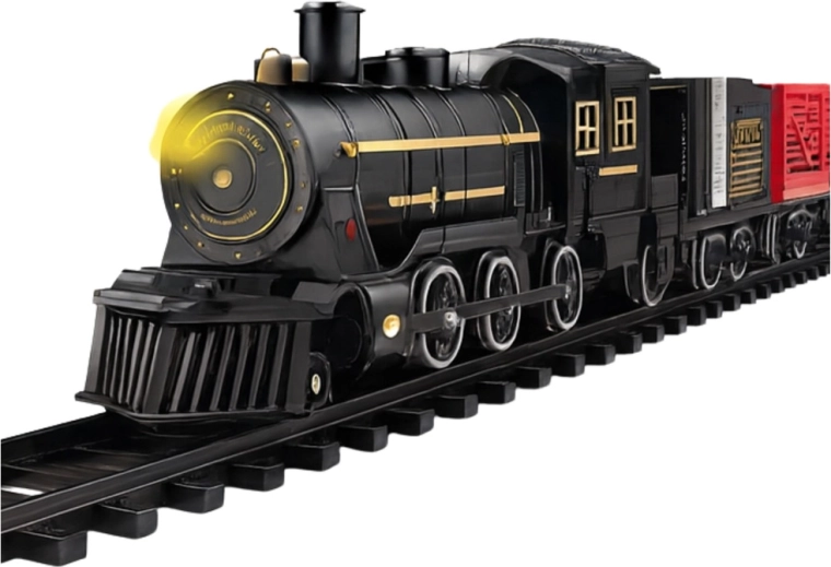 Leuchtende Dampflokomotive mit detailreicher Ausführung