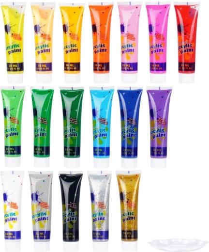18 satte Acrylfarbtöne inklusive Effektfarben
