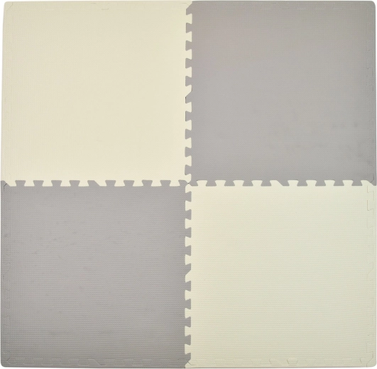 Humbi Schaumstoff-Puzzlematte creme-grau 62 × 62 × 1 cm, 4 Stk.