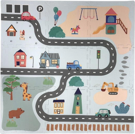 Humbi edukative Schaumstoff-Bodenpuzzle-Spielmatte Stadt (9 Teile)