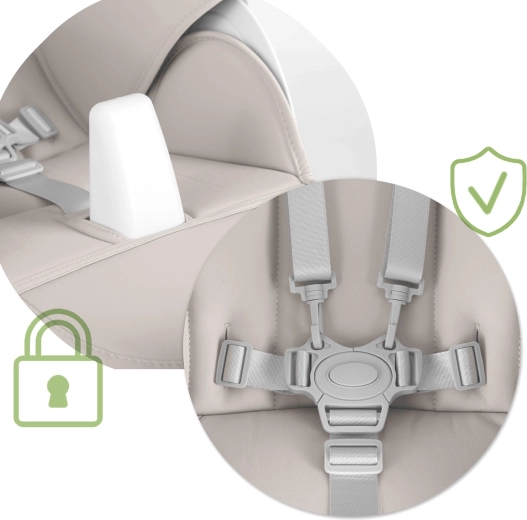 Sicherheit an erster Stelle: 5-Punkt-Gurte und stabile Konstruktion