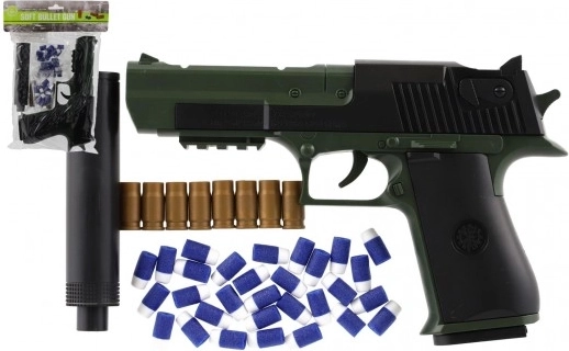 Spielzeugpistole mit Schaumstoffmunition und Schalldämpfer