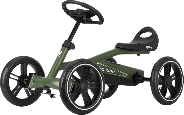 Qplay Tret-Gokart (Go-Kart) Army Green Pro für Kinder ab 3 Jahren