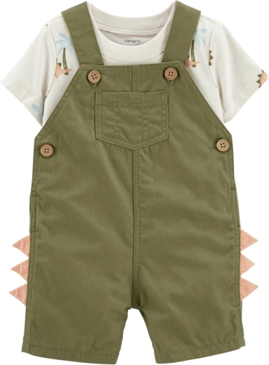 Carter’s 2-teiliges Set mit T-Shirt und Latzshorts Green Dino für Jungen