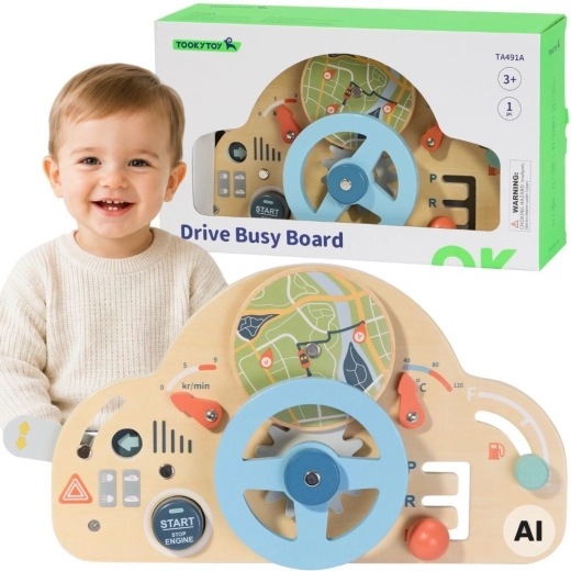 Tooky Toy Holz-Lernlenkrad für Kinder 3+