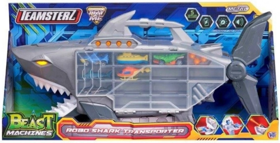 TEAMSTERZ Hai-Transporter für Autos mit Lichtern, Geräuschen und Rampe