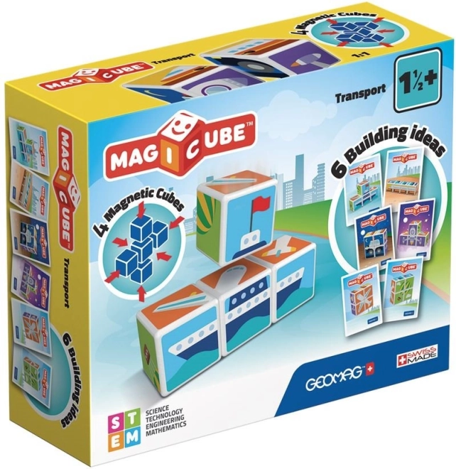 Magnetisches Bauset Geomag Magicube Printed Transport, 7 Teile