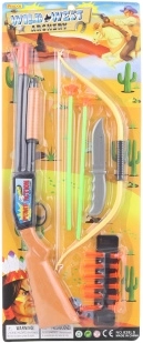 Westernsatz mit Gewehr, Bogen und Messer für Kinder