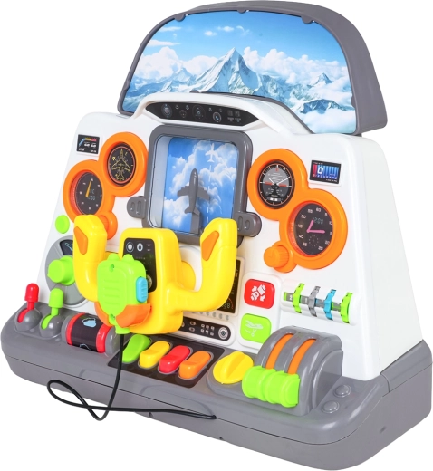 Cockpit voller Bedienelemente für das Pilotenspiel