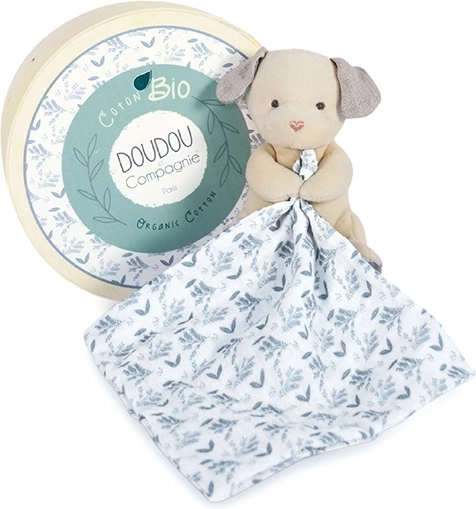 Geschenkset - Plüschhund mit Decke aus Bio-Baumwolle