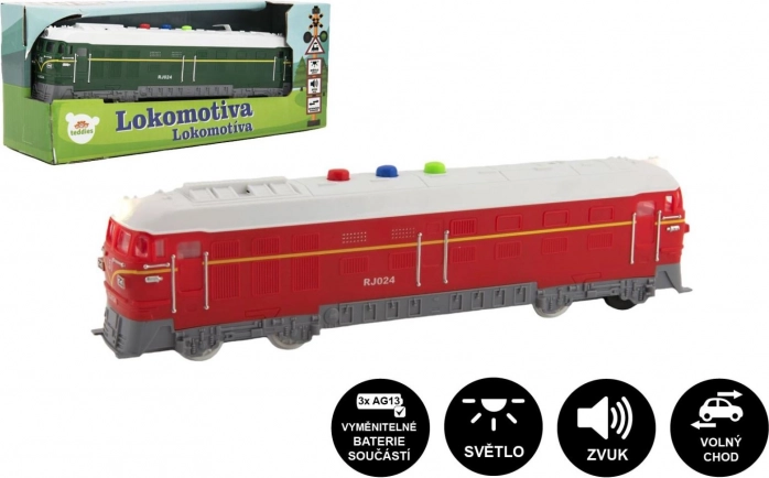 Plastiklokomotive 23 cm mit Batterien, mit Sound und Licht