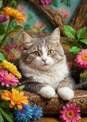 Enjoy Puzzle Katze in Blumen 1000 Teile