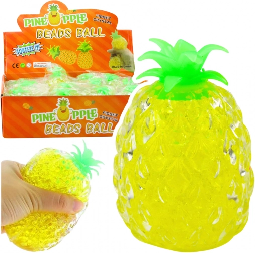 Anti-Stress-Quetschspielzeug Ananas mit gelben Hydrogel-Kügelchen