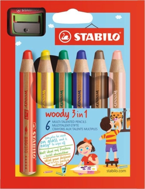 STABILO Set mit 6 Buntstiften 3-in-1 mit Anspitzer