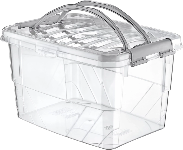 Aufbewahrungsbox Handy Box 13 l mit Deckel und Clips, transparent