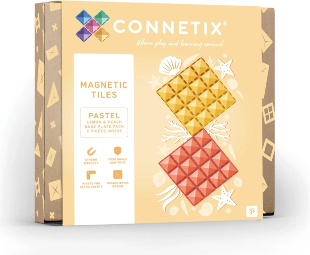 Pastellfarbene magnetische Bauplatten Lemon und Peach, 2 Stück