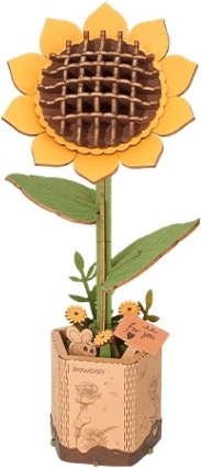 ROBOTIME hölzernes 3D-Puzzle Sonnenblume – dekoratives Modell