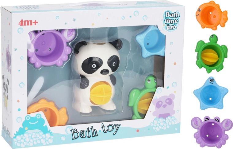 Badespielzeug Panda mit Bechern und Zubehör