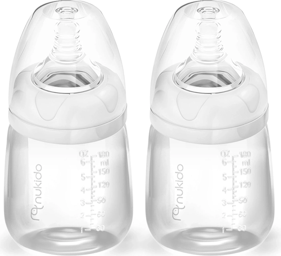 Nukido Babyflaschen aus PP mit dynamischen Saugern 180 ml – 2 Stück