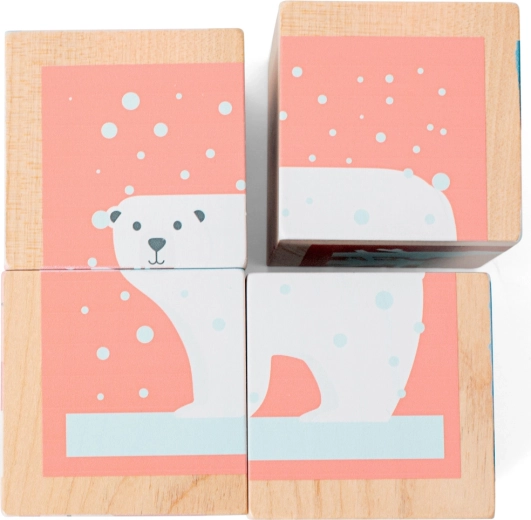 Holz-Bilderwürfel mit Tiermotiven – 4 Stück