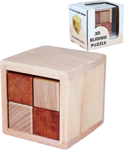 Hölzernes Schiebe-3D-Puzzle (Würfel) in Geschenkbox – 1 Stück