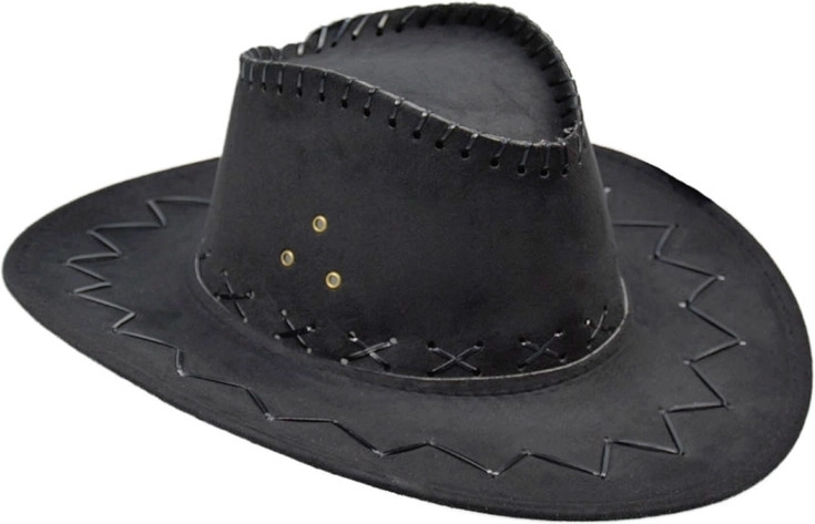 Schwarzer Cowboyhut mit Samtoptik