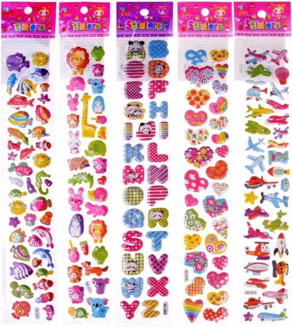 Bunte Aufkleber Alphabet Herzchen Fahrzeuge Tiere