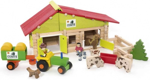 Jeujura Holzbaukasten Mittelgroßer Bauernhof