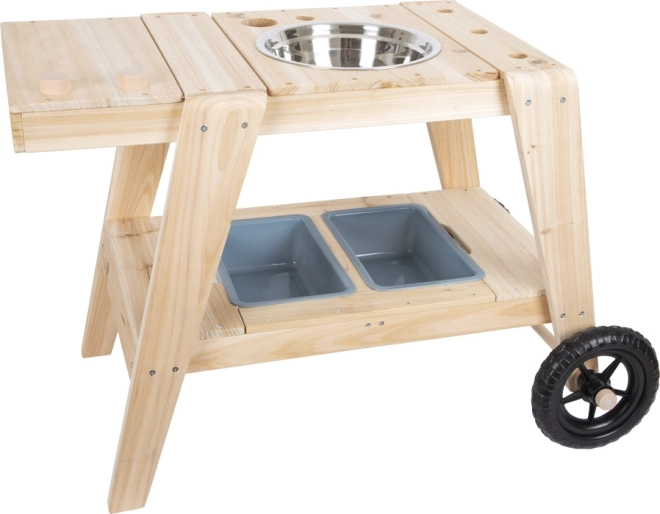 Hölzerne Outdoor-Kinderküche small foot – kompakte mobile Matschküche