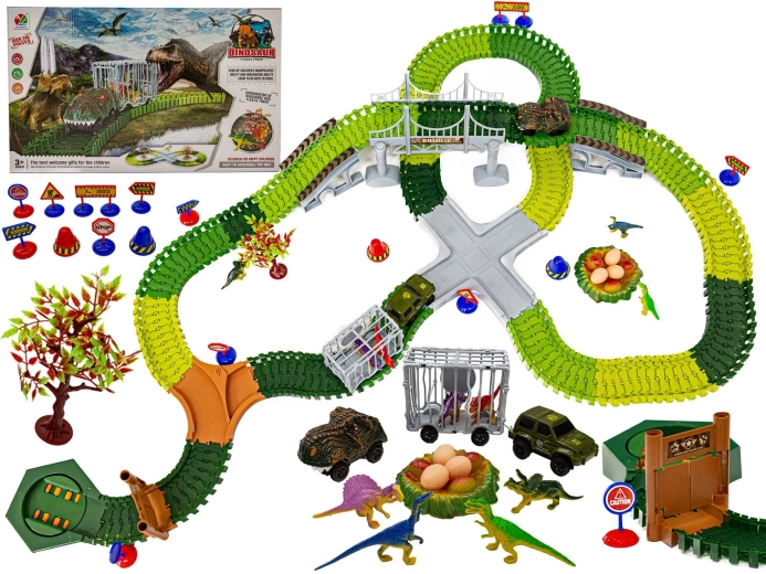 Große Renn-Autorennbahn Dinosaurierpark – 240 Teile