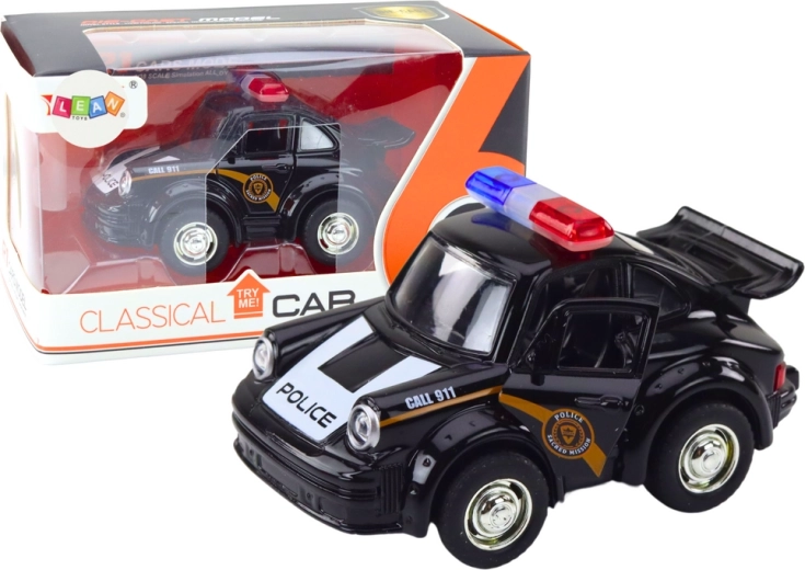 Klassisches schwarzes Polizeiauto 1:38 mit Licht und Ton