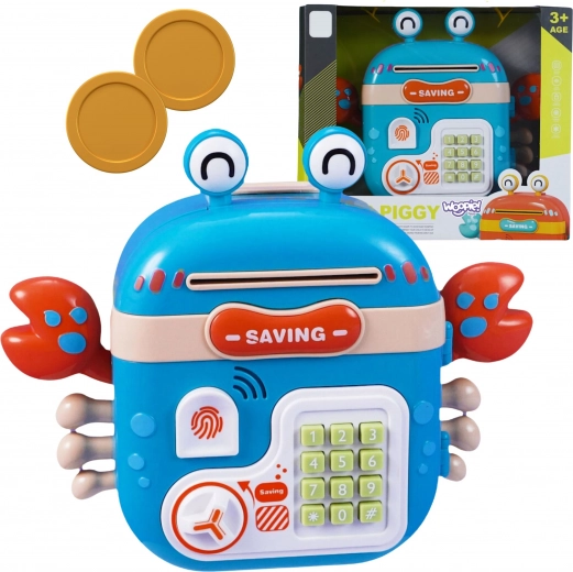 Elektronische Spardose in Krabbenform mit PIN-Tresor – WOOPIE, blau